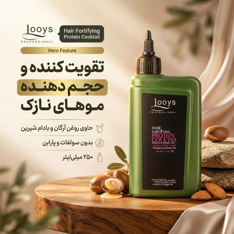 کوکتل مو لویز مدل بادام شیرین و آرگان مناسب برای موهای نازک و شکننده حجم 250 میلی لیتر